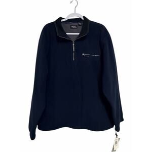 IZOD Performance Fleece Pullover Navy Quarter Zip Chest Pocket Size XL NWT